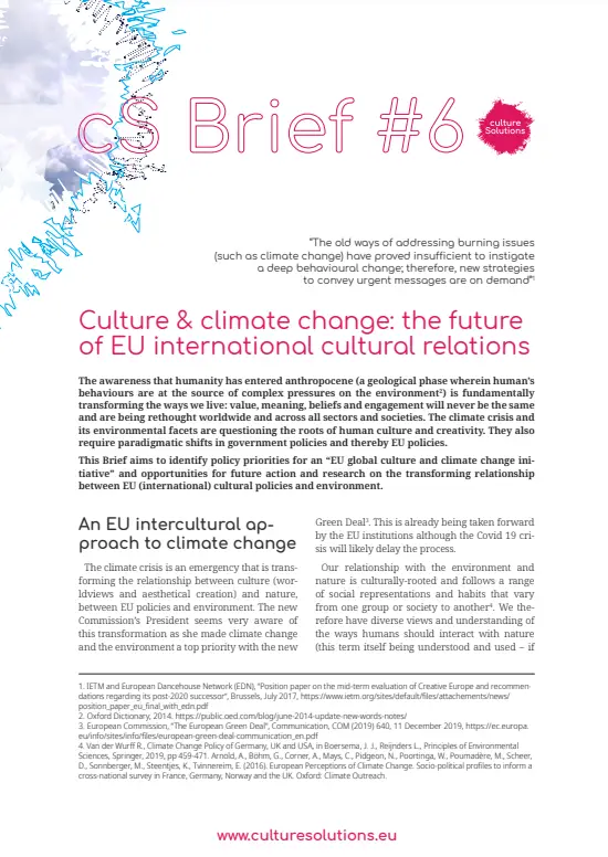 Culture and Climate Change: The Future of EU International Cultural Relations